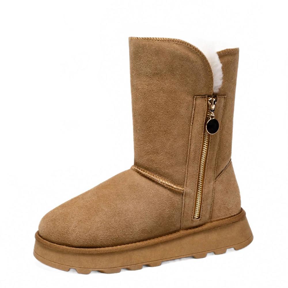 NEW SPRING STEP SHOES women's shearling boots in chestnut
